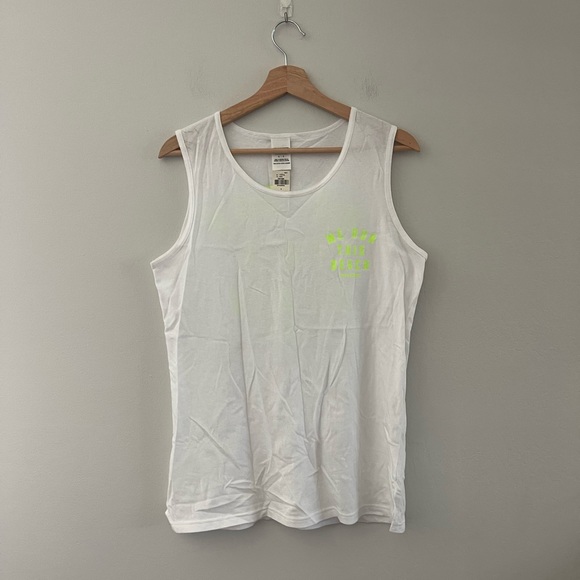 NWT PINK We Run This Beach White Neon Tank Top Sz Small - Picture 2 of 6